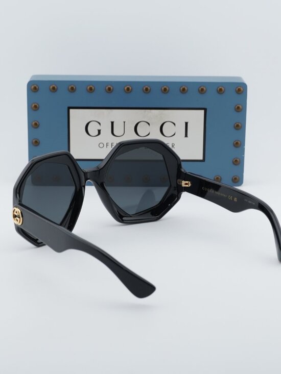 Gucci GG1242S 001 Women Geometric Sunglasses - Black / Grey main image 11